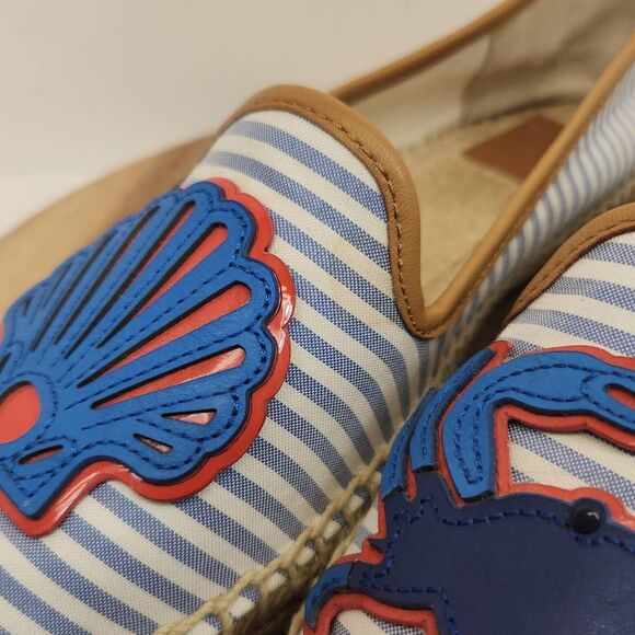 Tory Burch Striped Crab and Shell Espadrilles Women's Size 9.5 - Picture 7 of 10